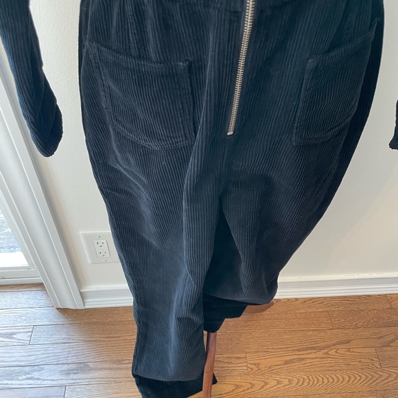 TOPSHOP Corduroy Black Zip Front Boiler Jumpsuit - Picture 4 of 16